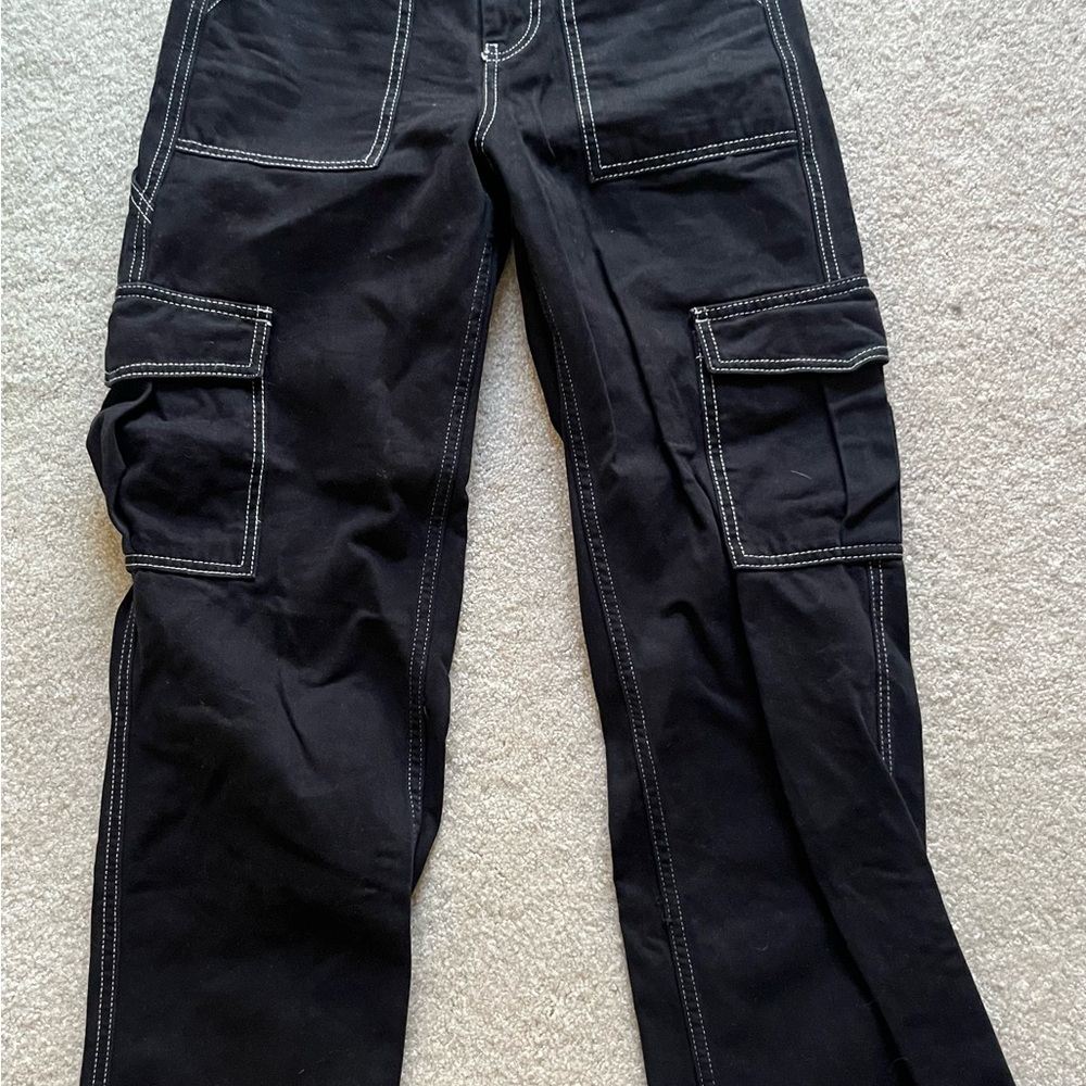 BDG Black Cargo Pants with Contrast Stitching